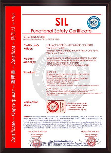 SIL-3 for valve actuator 01(001)